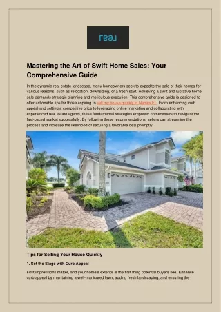 Fast Home Sales Selling My House Quickly in Naples FL