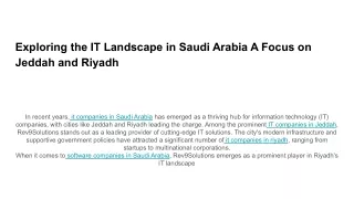 Exploring the IT Landscape in Saudi Arabia A Focus on Jeddah and Riyadh