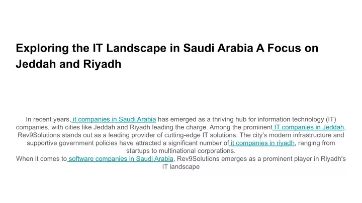 exploring the it landscape in saudi arabia