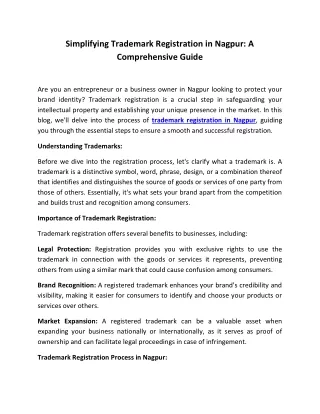 Simplifying Trademark Registration in Nagpur: A Comprehensive Guide