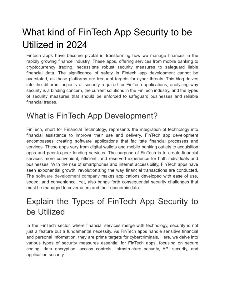 what kind of fintech app security to be utilized