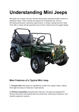 Understanding Mini Jeeps