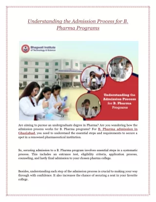 Understanding the Admission Process for B. Pharma Programs