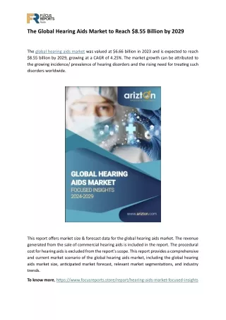 Global Hearing Aids Market - Focused Insights 2024-2029