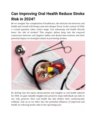 Can Improving Oral Health Reduce Stroke Risk in 2024