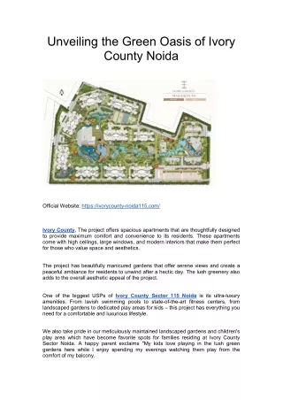 Unveiling the Green Oasis of Ivory County Noida
