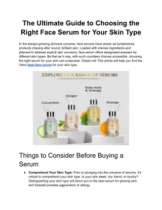 The Ultimate Guide to Choosing the Right Face Serum for Your Skin Type