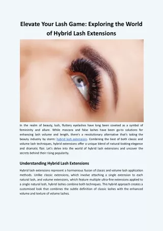 Elevate Your Lash Game: Exploring the World of Hybrid Lash Extensions