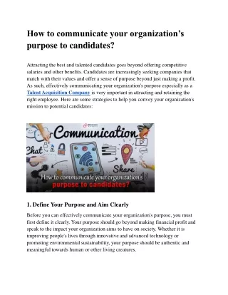 How to communicate your organization’s purpose to candidates?