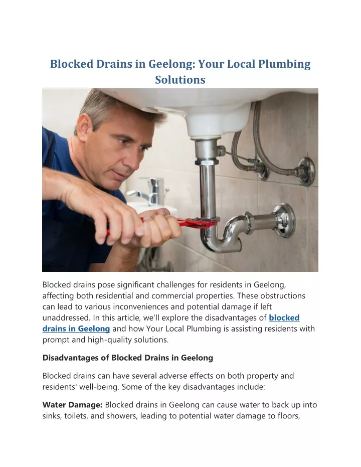blocked drains in geelong your local plumbing