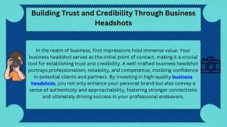 How Business Headshots Build Trust and Credibility