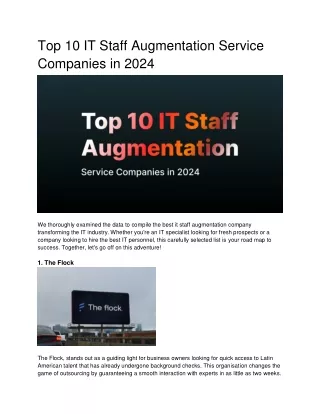 top 10 it staff augmentation service companies