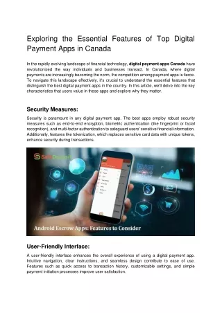 Exploring the Essential Features of Top Digital Payment Apps in Canada