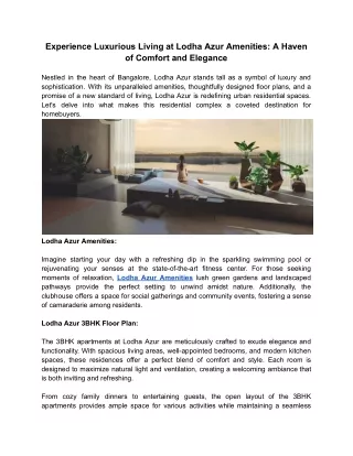 Experience Luxurious Living at Lodha Azur Amenities_ A Haven of Comfort and Elegance