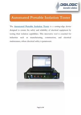 Automated Portable Isolation Tester-DSPL