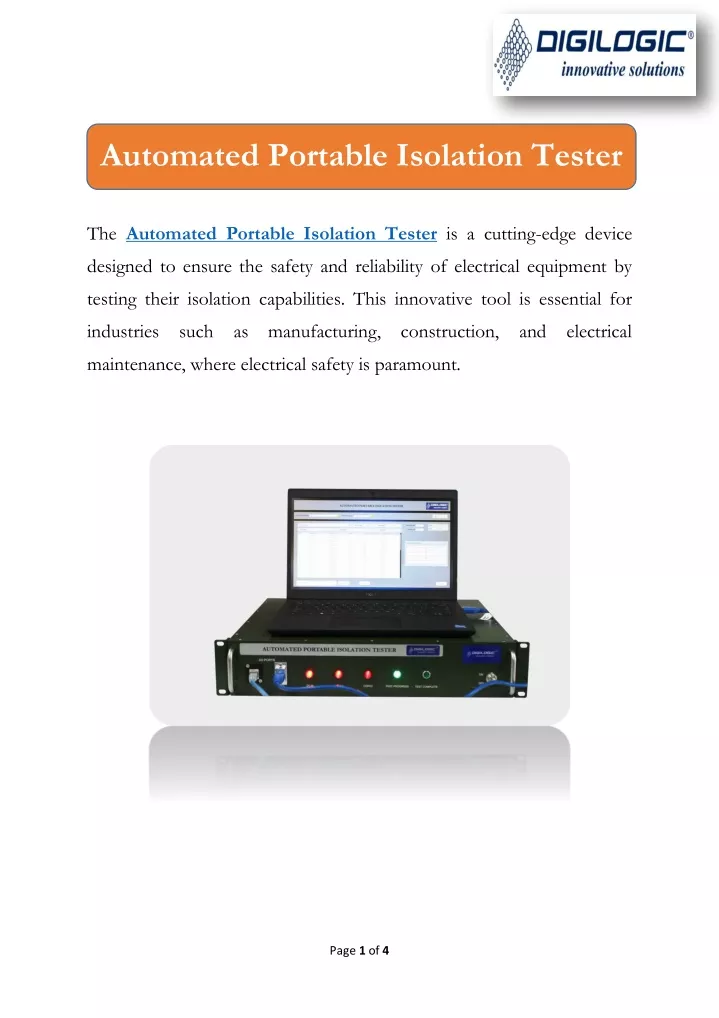 automated portable isolation tester