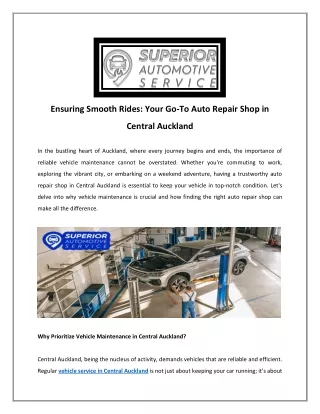 Ensuring Smooth Rides: Your Go-To Auto Repair Shop in Central Auckland