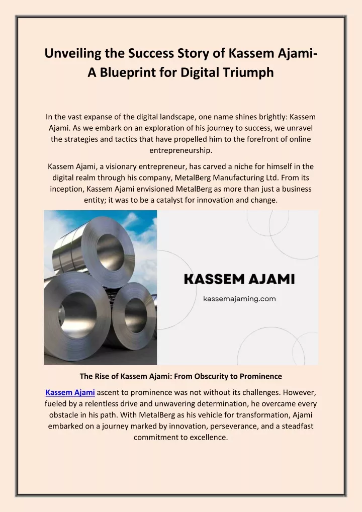 unveiling the success story of kassem ajami