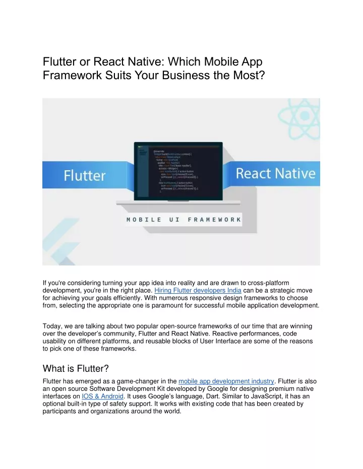 flutter or react native which mobile
