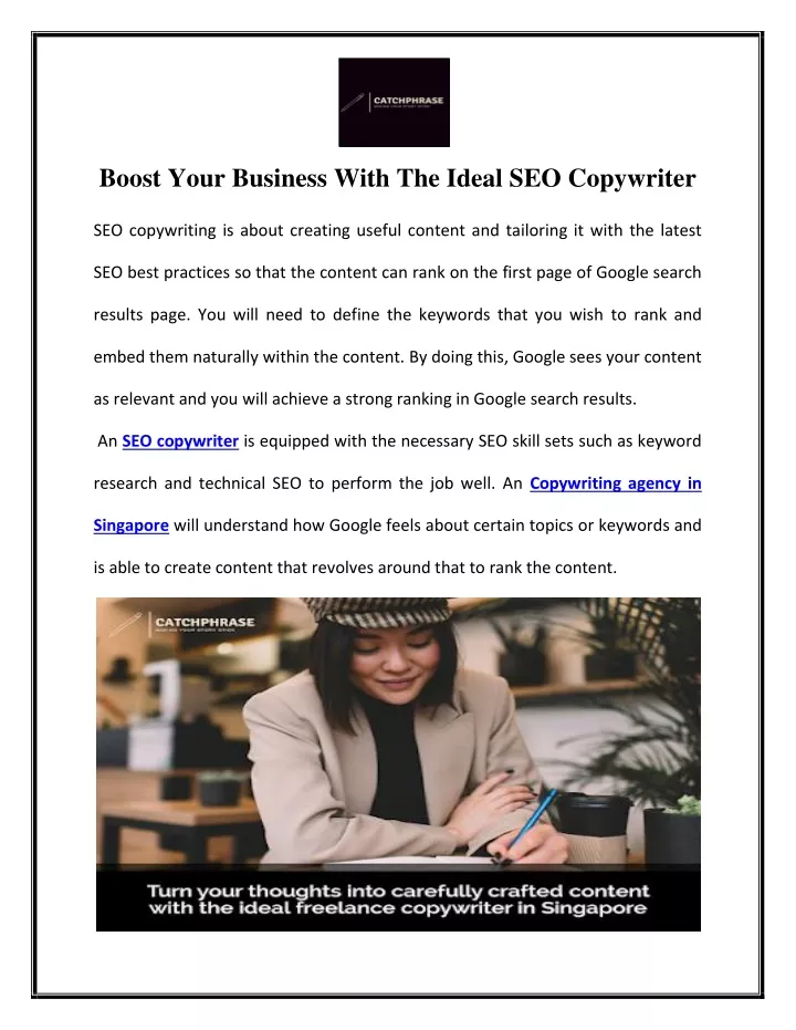 boost your business with the ideal seo copywriter