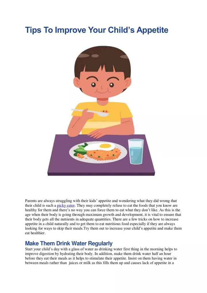 tips to improve your child s appetite