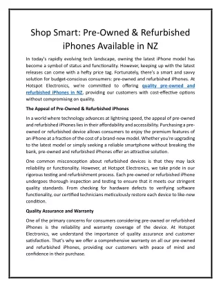 Shop Smart - Pre-Owned & Refurbished iPhones Available in NZ