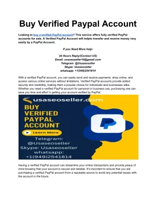 Buy Verified Paypal Account