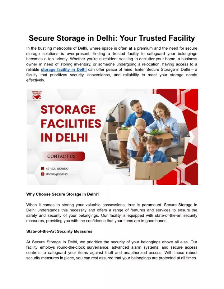 secure storage in delhi your trusted facility