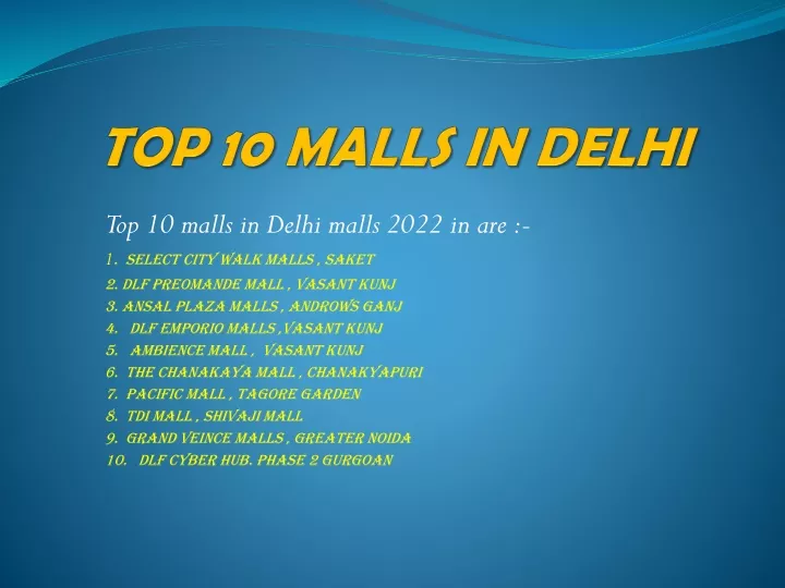 top 10 malls in delhi