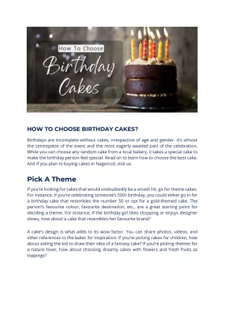 4 Tips to Remember When Buying Birthday Cakes in Nagercoil