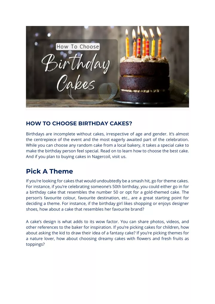 how to choose birthday cakes