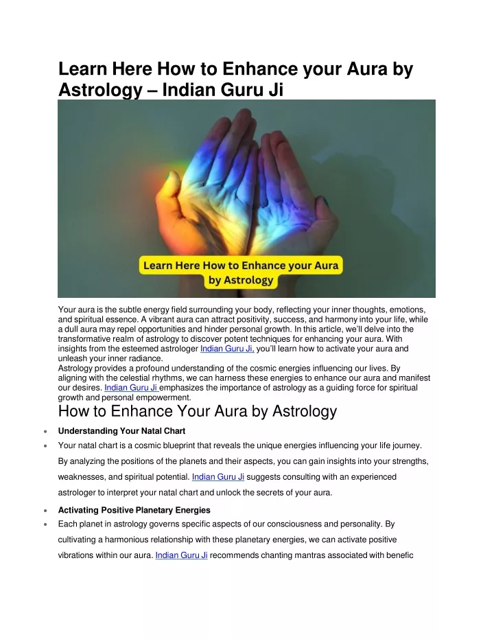 learn here how to enhance your aura by astrology indian guru ji
