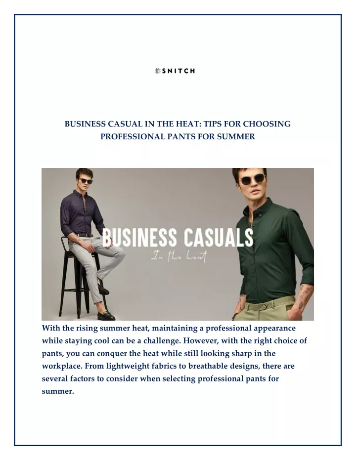 business casual in the heat tips for choosing