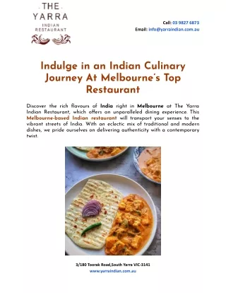 Indulge in an Indian Culinary Journey At Melbourne’s Top Restaurant