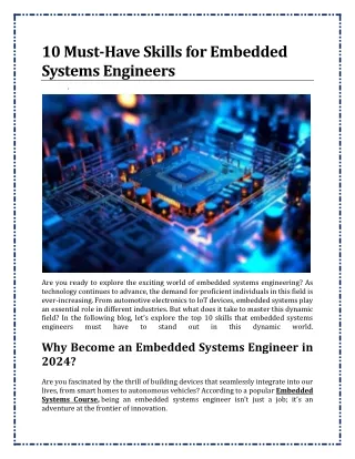 10 must have skills for embedded systems engineers