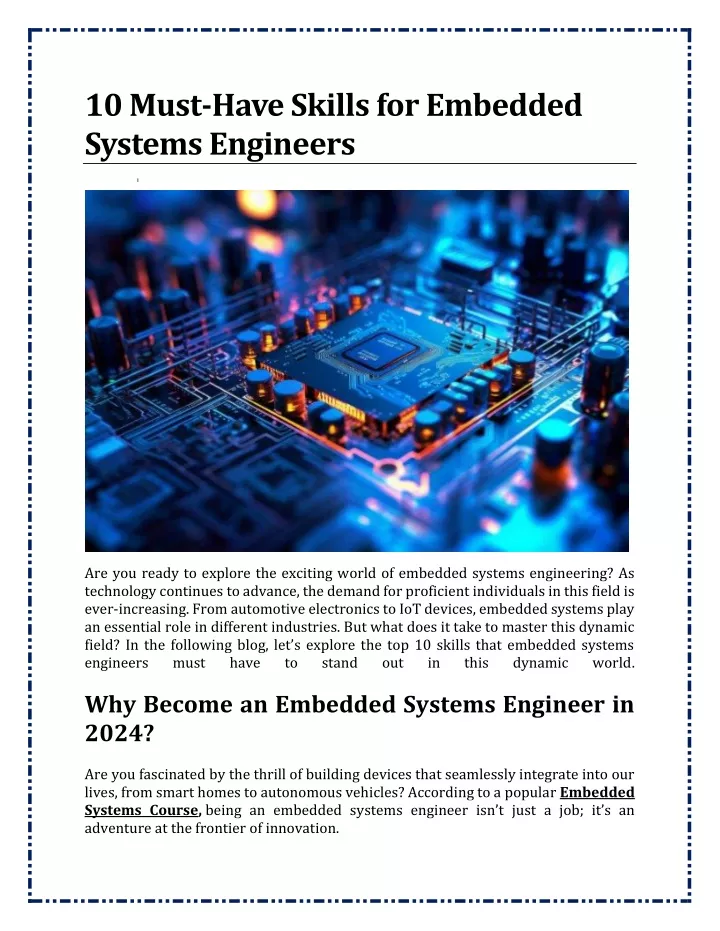 10 must have skills for embedded systems engineers