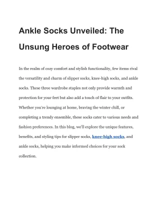 Ankle Socks Unveiled_ The Unsung Heroes of Footwear