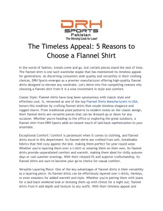 The Timeless Appeal 5 Reasons to Choose a Flannel Shirt