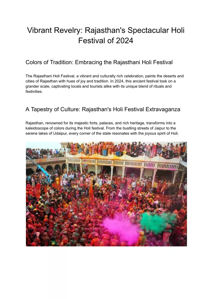 vibrant revelry rajasthan s spectacular holi