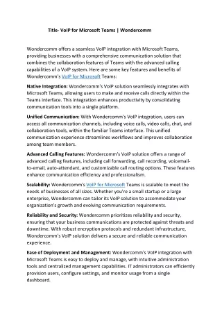 VoIP for Microsoft Teams