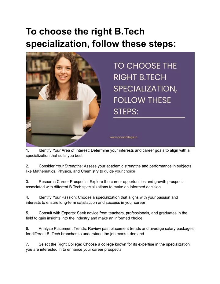 PPT - To Choose The Right B.Tech Specialization, Follow These Steps ...