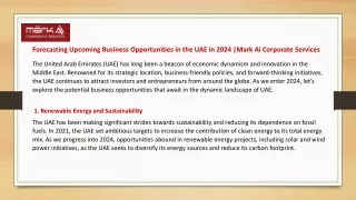 Forecasting Upcoming Business Opportunities in the UAE in 2024 - Markai Corporate Services