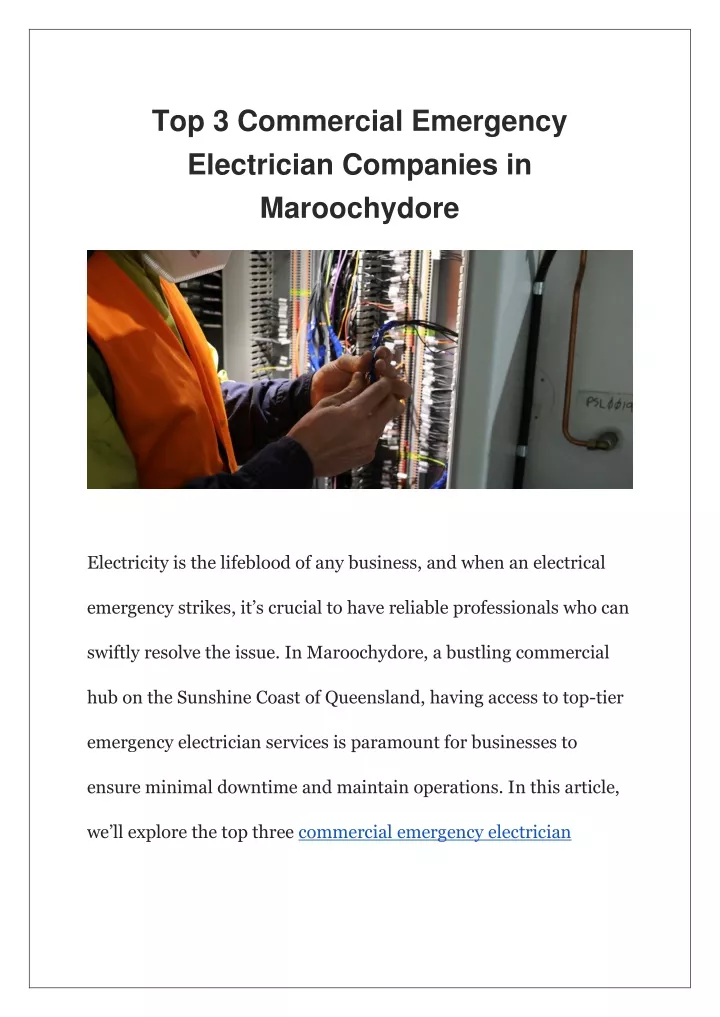 top 3 commercial emergency electrician companies