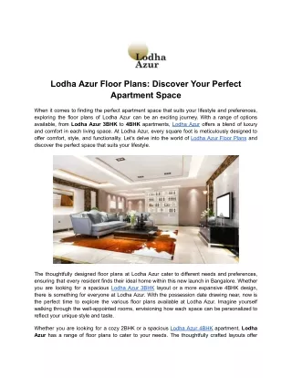 Lodha Azur Floor Plans_ Discover Your Perfect Apartment Space