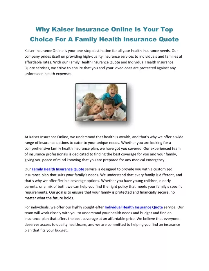 why kaiser insurance online is your top choice