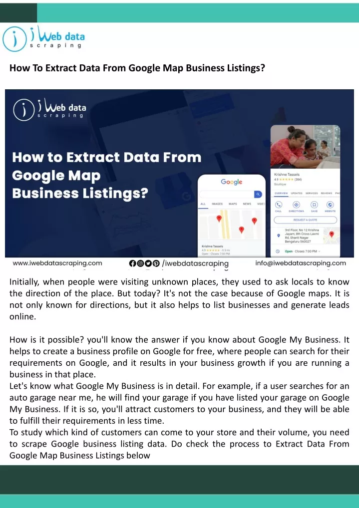 how to extract data from google map business