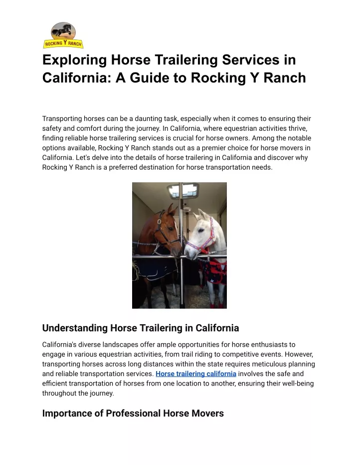 exploring horse trailering services in california