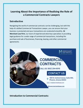 Learning About the Importance of Realising the Role of a Commercial Contracts Lawyers