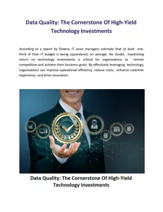 Data Quality: The Cornerstone Of High-Yield Technology Investments