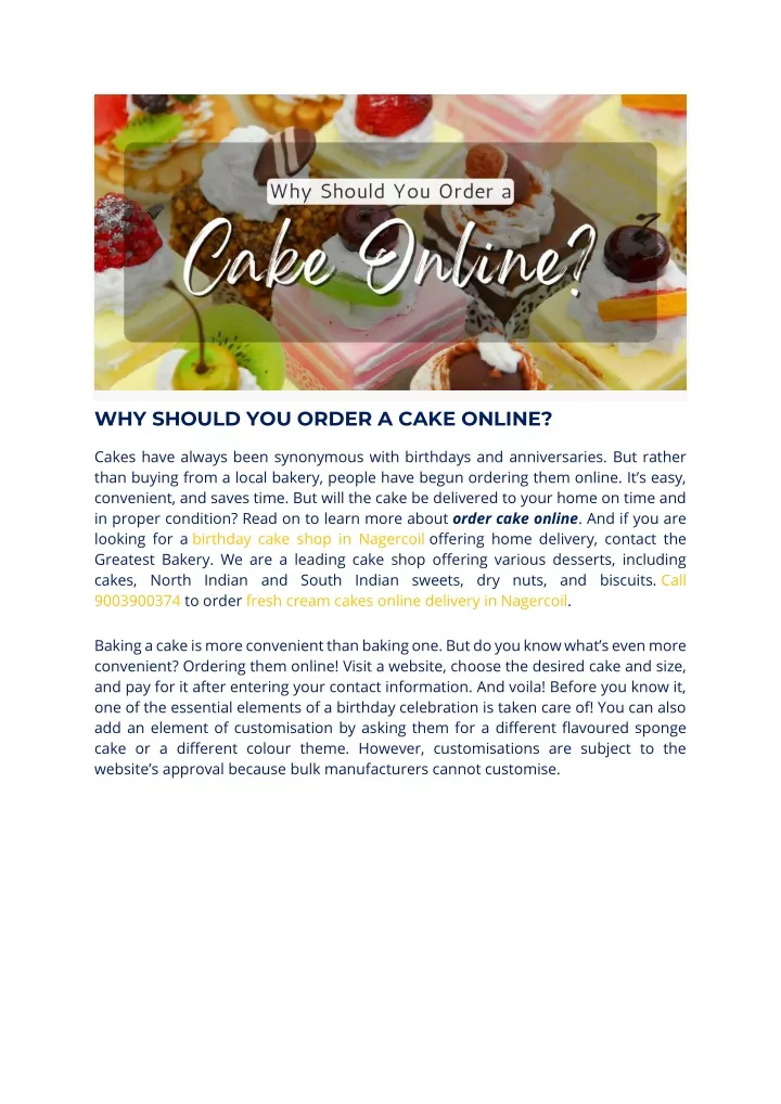why should you order a cake online